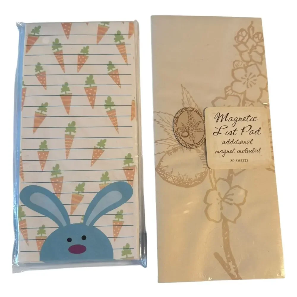 Noteworthy & DGI Floral and Carrot Bunny Magnetic Notepads 80 Sheets